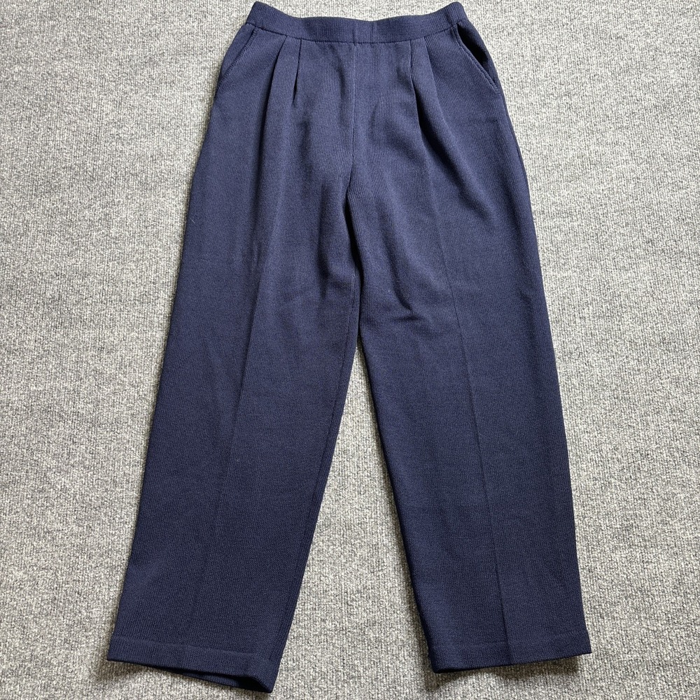 St. John Collection by Marie Gray Blue Stretch Knit Pants Women's 10 USA READ